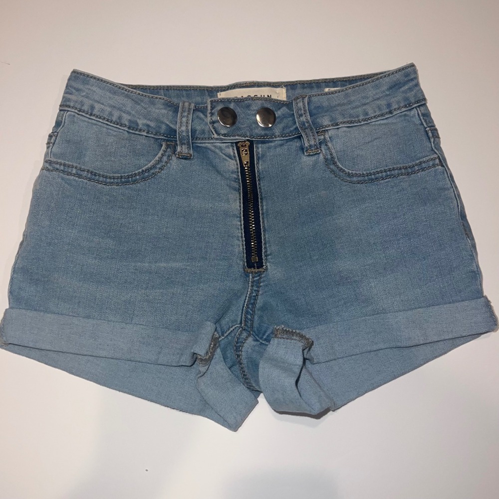 PacSun Denim Shorts Womens 22‎ Light Blue Excellent High Rise Super Stretch Zip